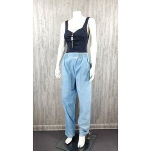 90s Parachute Denim Pants Loose Fit High Waist Lounge Vintage 80s Taper Leg